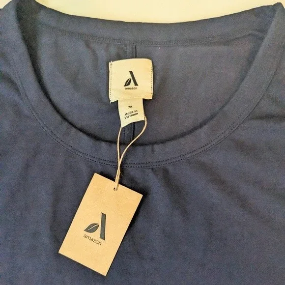 Amazon Aware NWT Organic Tee Navy Blue short sleeve shirt sz 7x - Picture 5 of 5
